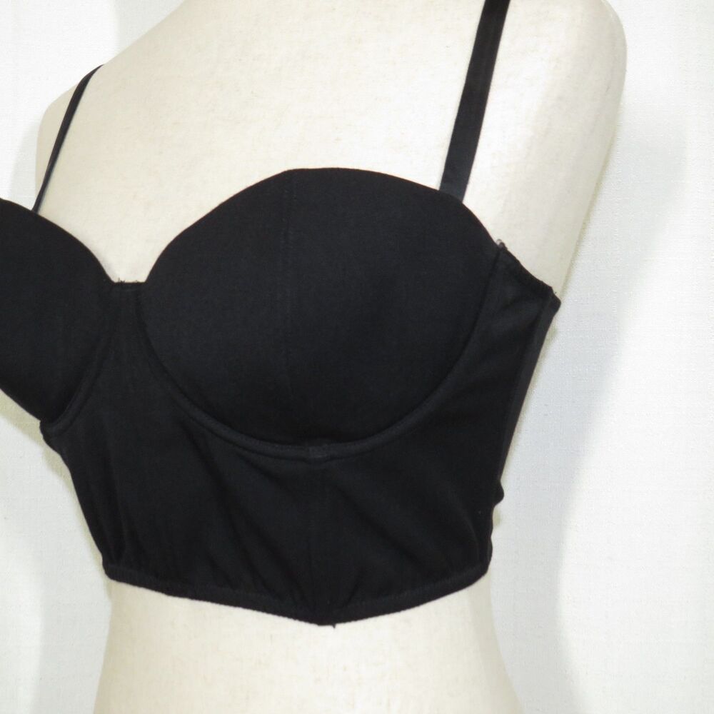 Fleur Du Mal Black Cropped Bustier Tank Top Size Large - Picture 5 of 9
